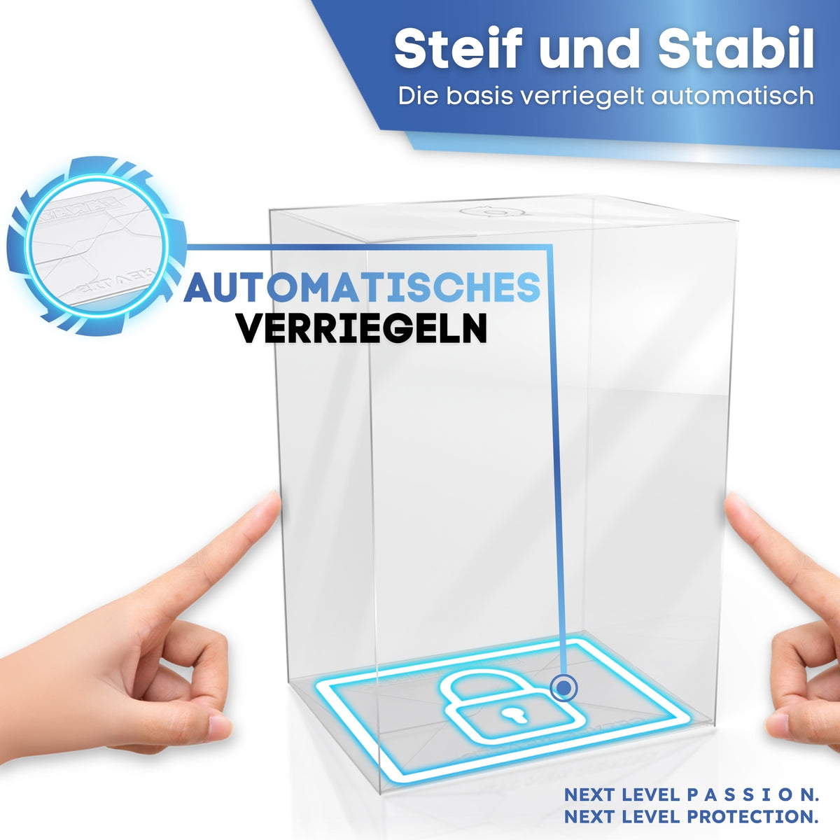 Automatisch verriegelnder Boden: stabile Funko Pop 6" Schutzhülle