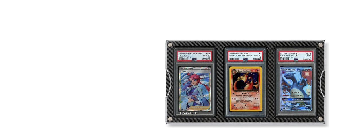 Expositor Pro Fanatiko para 3 cartas graduadas PSA y CGC