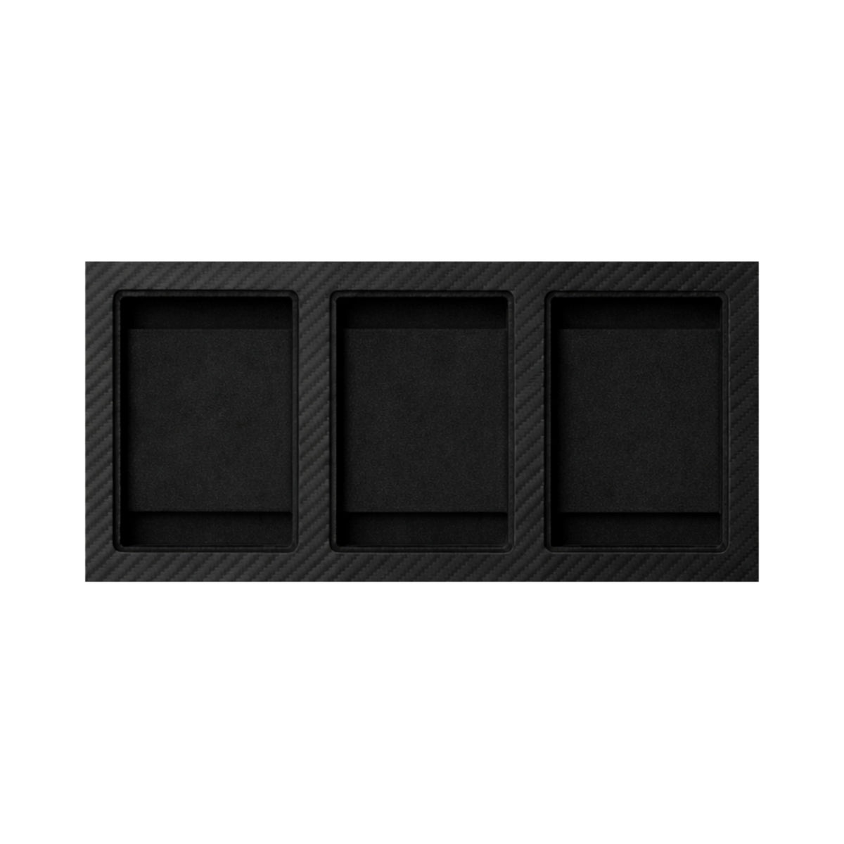 Fanatiko wall display for 3 cards in magnetic holders, carbon fibre EVA foam