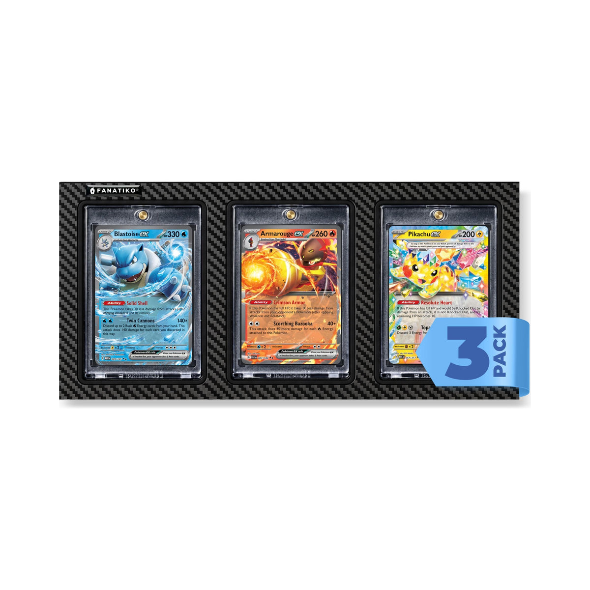 3-pack of Fanatiko wall displays for 3 cards in magnetic holders