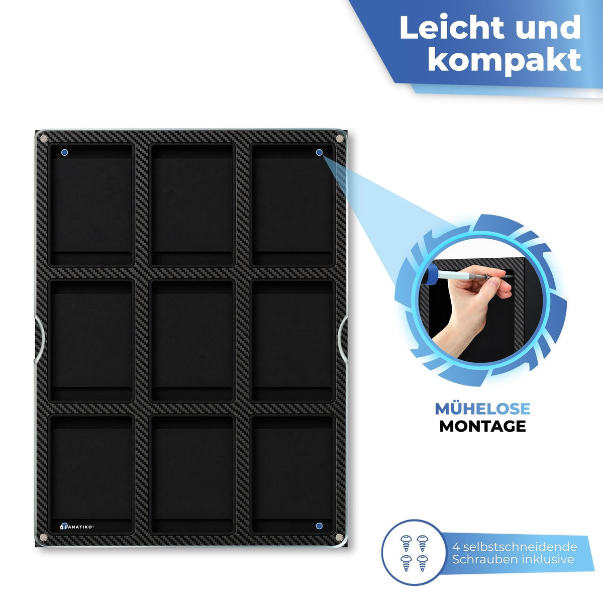 Wandmontage mit mitgelieferten Schrauben
