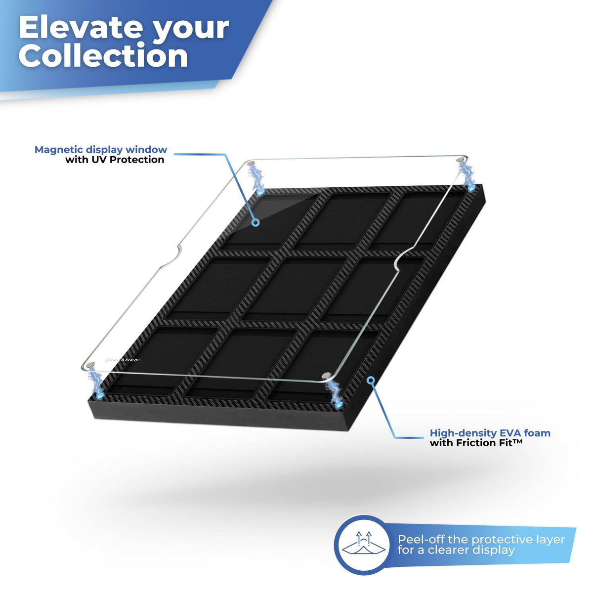 Magnetic acrylic front panel over high-density EVA foam