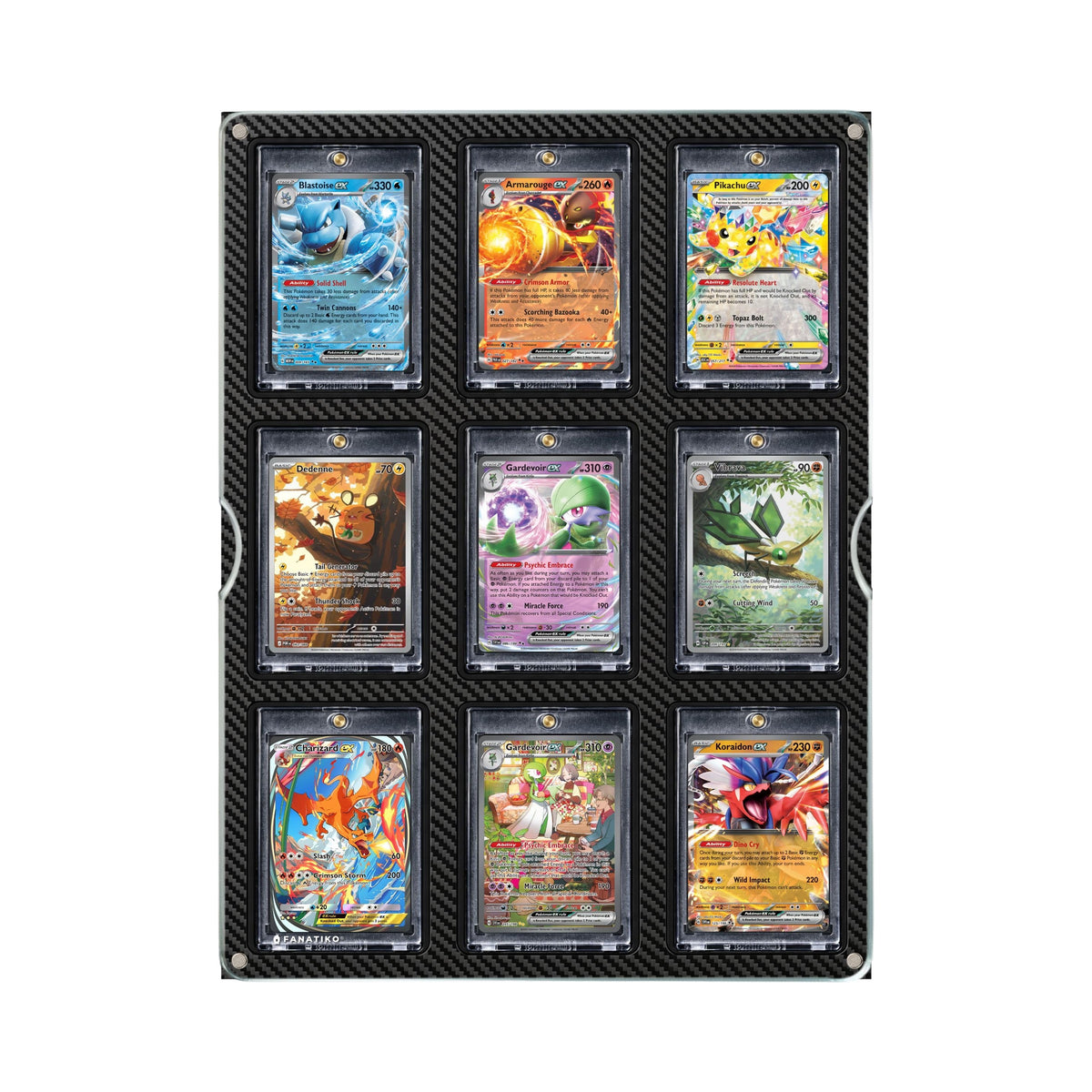 3-pack of Fanatiko Pro wall displays for 9 cards in magnetic holders
