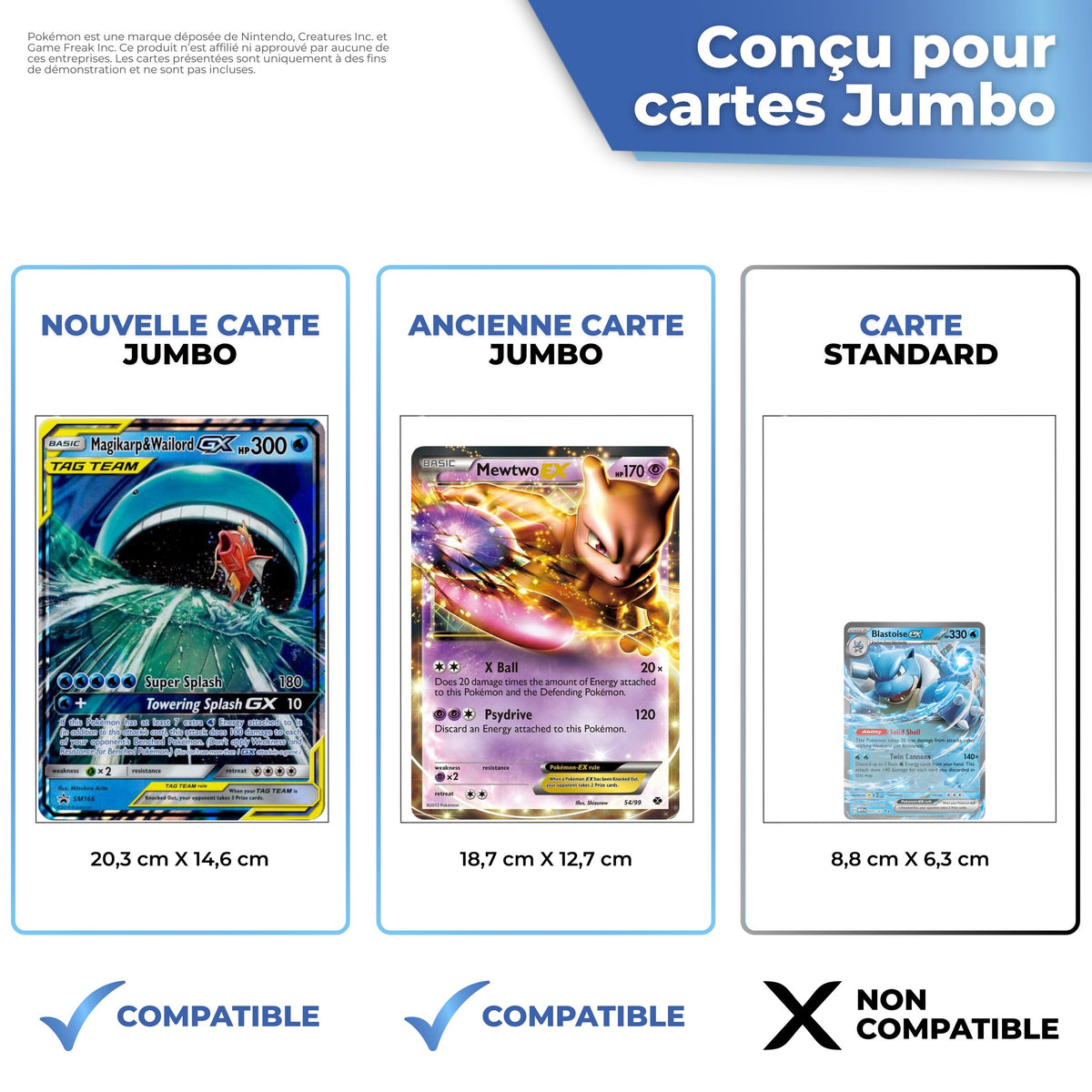 Compatibles avec les cartes jumbo nouvelles et anciennes, pas avec les cartes standard