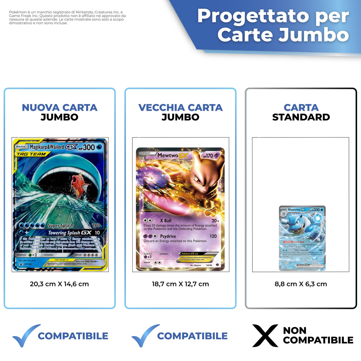 Compatibili con carte jumbo nuove e vecchie, non con carte standard