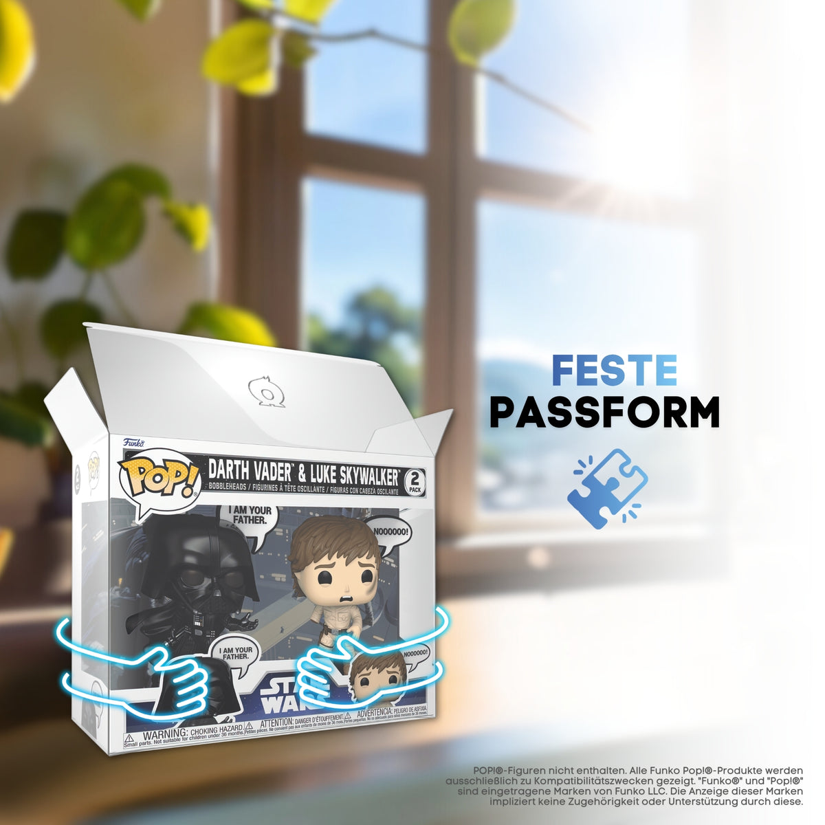 Funko Pop Doppelbox passgenau in der Schutzhülle