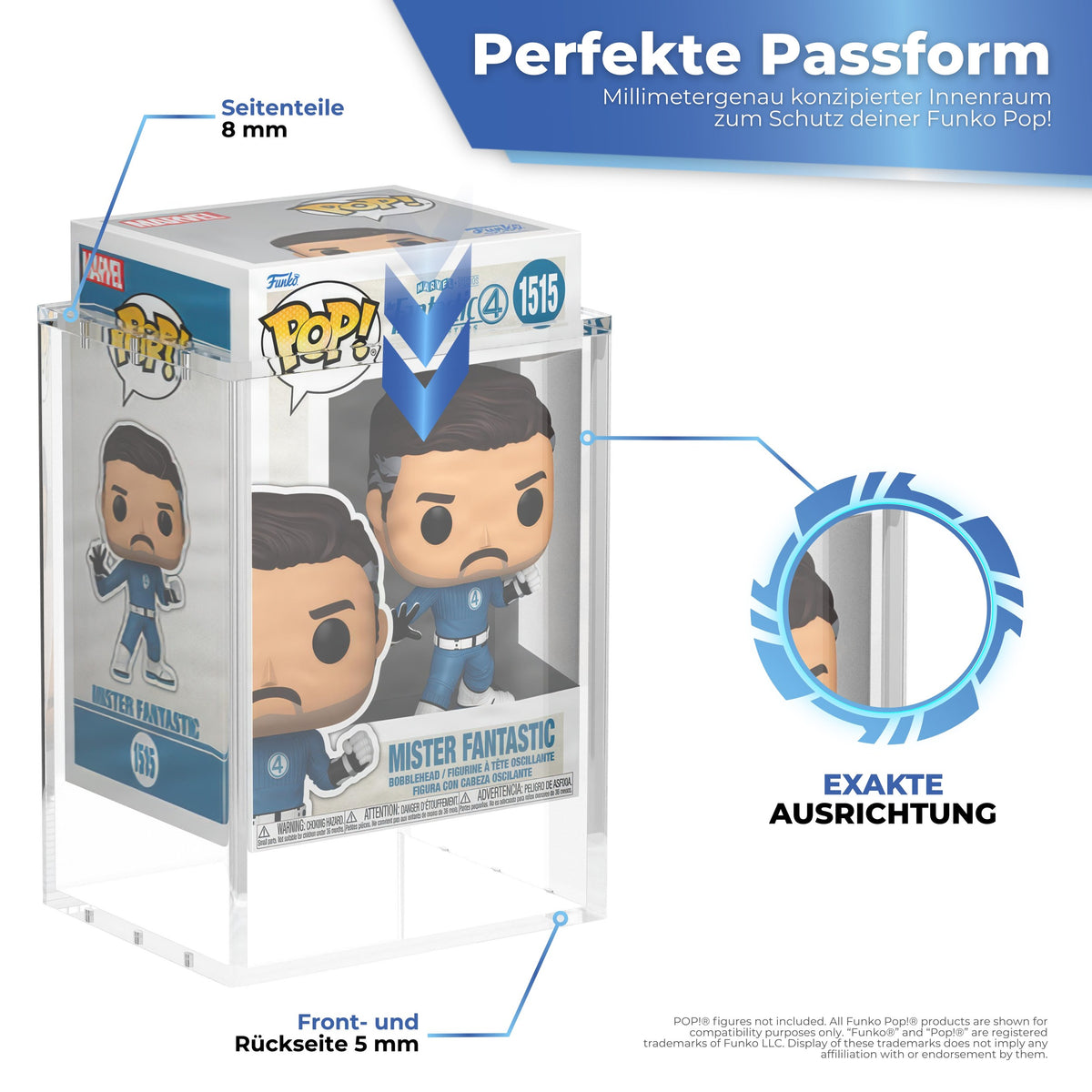 Funko Pop 4" Schutzhülle PLATINUM passgenau: 5 mm an den Seiten, 3 mm vorne