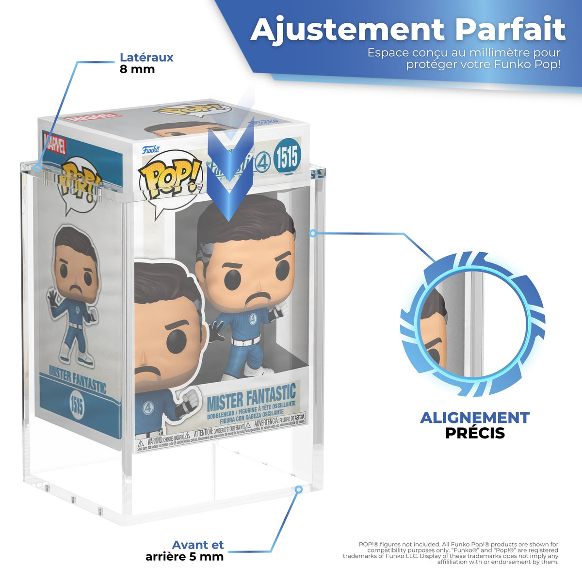 Protection pour Funko Pop 4" PLATINUM parfaitement ajustée : 5 mm sur les côtés, 3 mm à l'avant