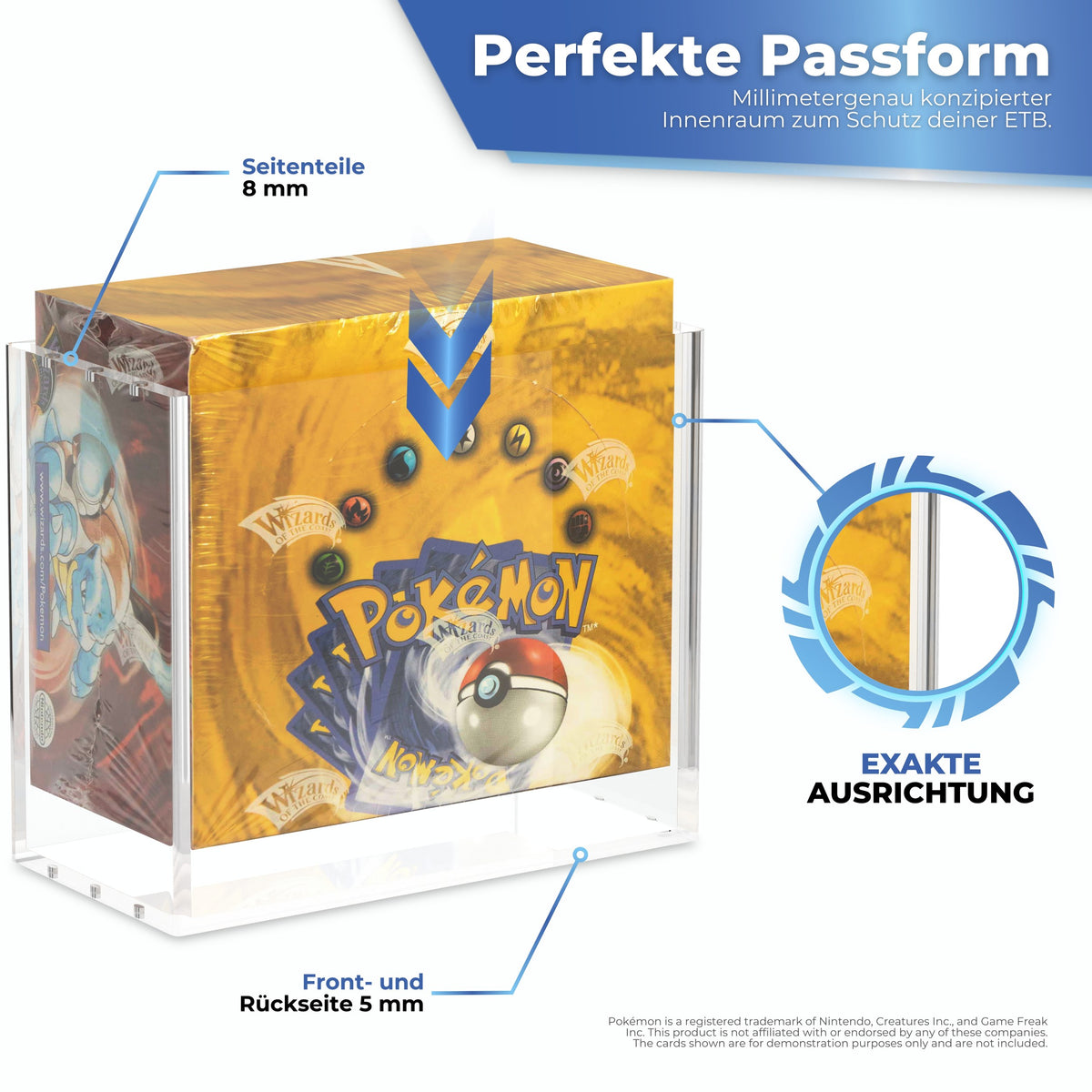 Pokémon Booster Box Schutzhülle PLATINUM passgenau: 5 mm an den Seiten, 3 mm vorne
