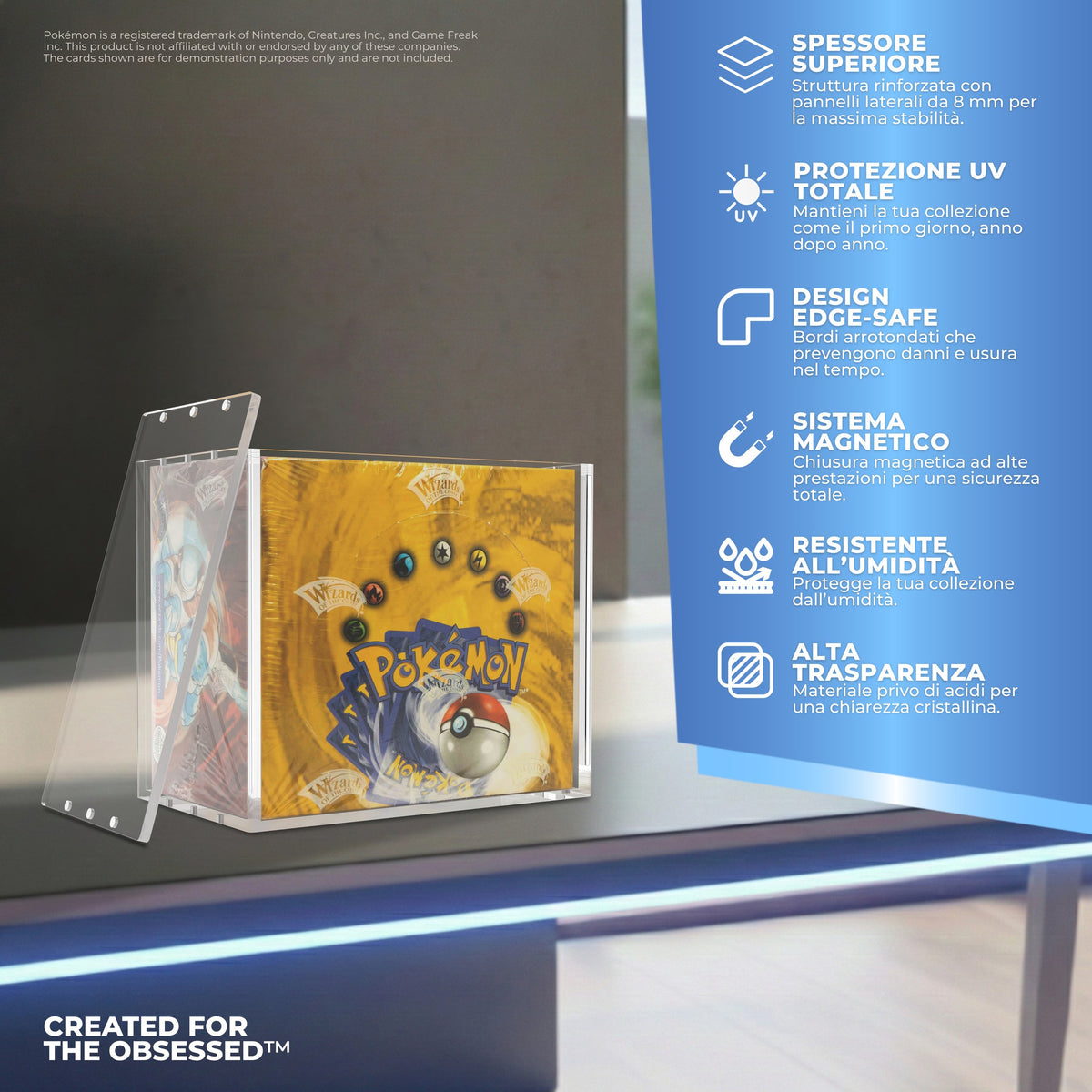 Points forts de la protection PLATINUM en acrylique pour Booster Box Pokémon