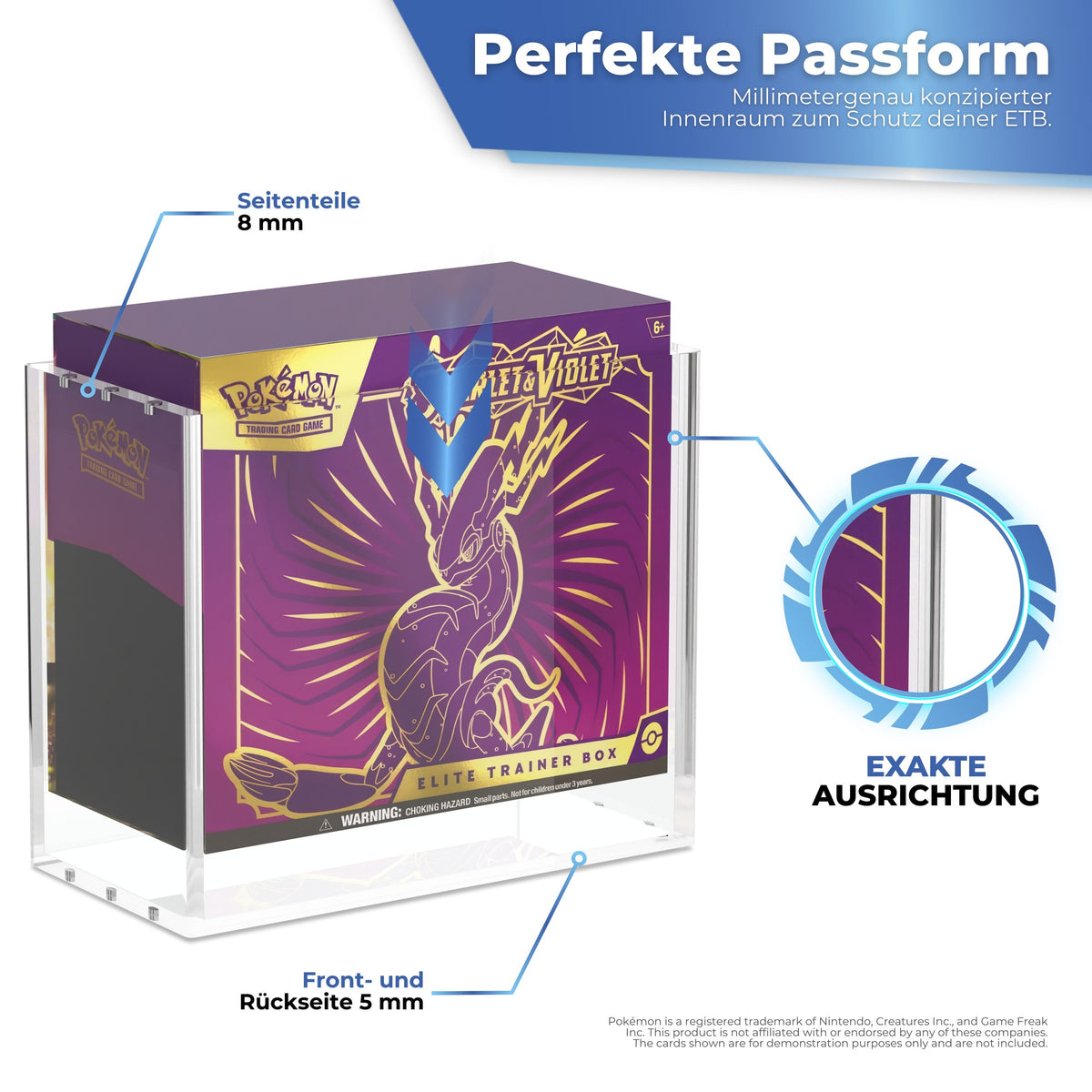 Passgenau für eine Pokémon Top Trainer Box, Seiten 5 mm und Front 3 mm