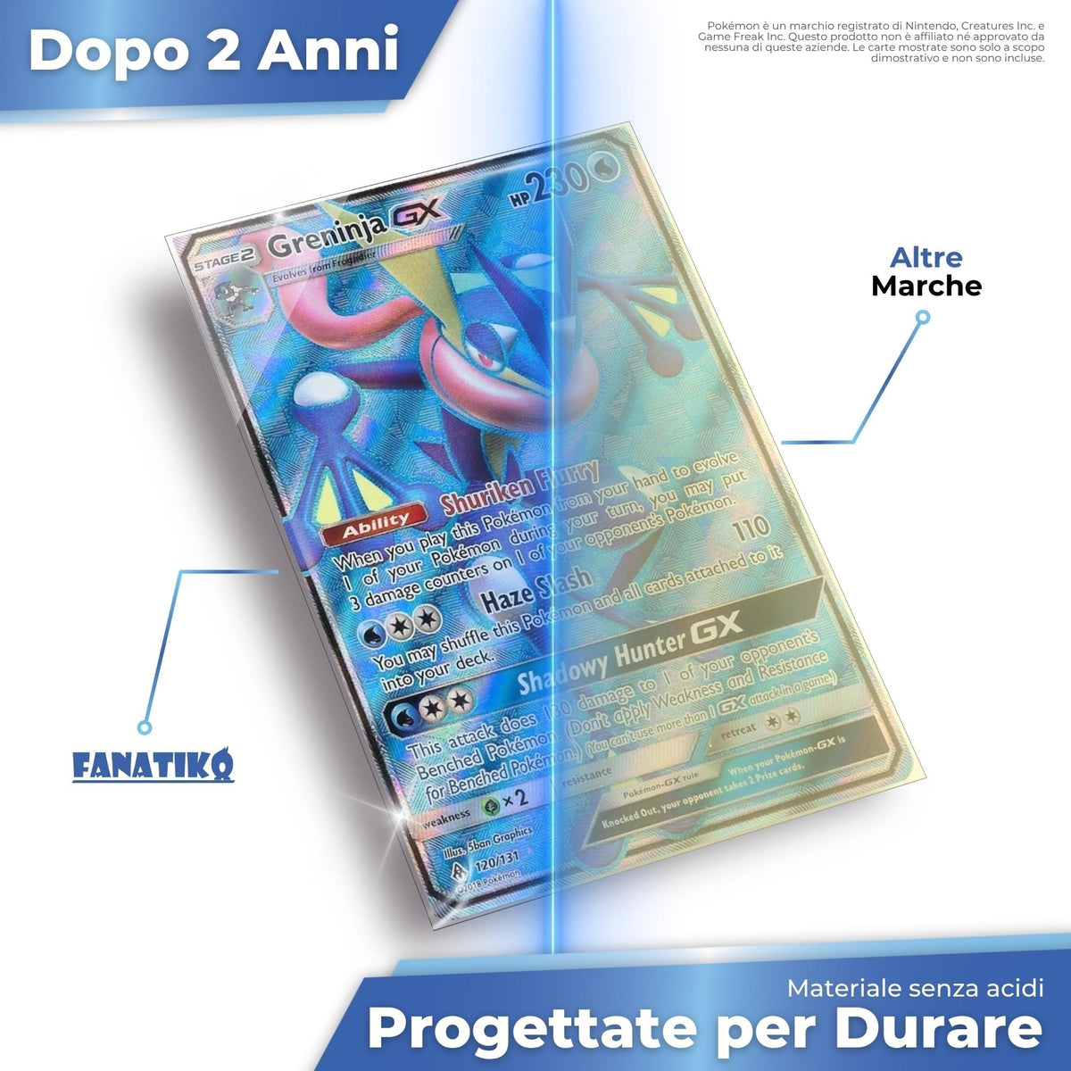 Bustina Fanatiko senza acidi, trasparente dopo 2 anni rispetto a un'altra marca
