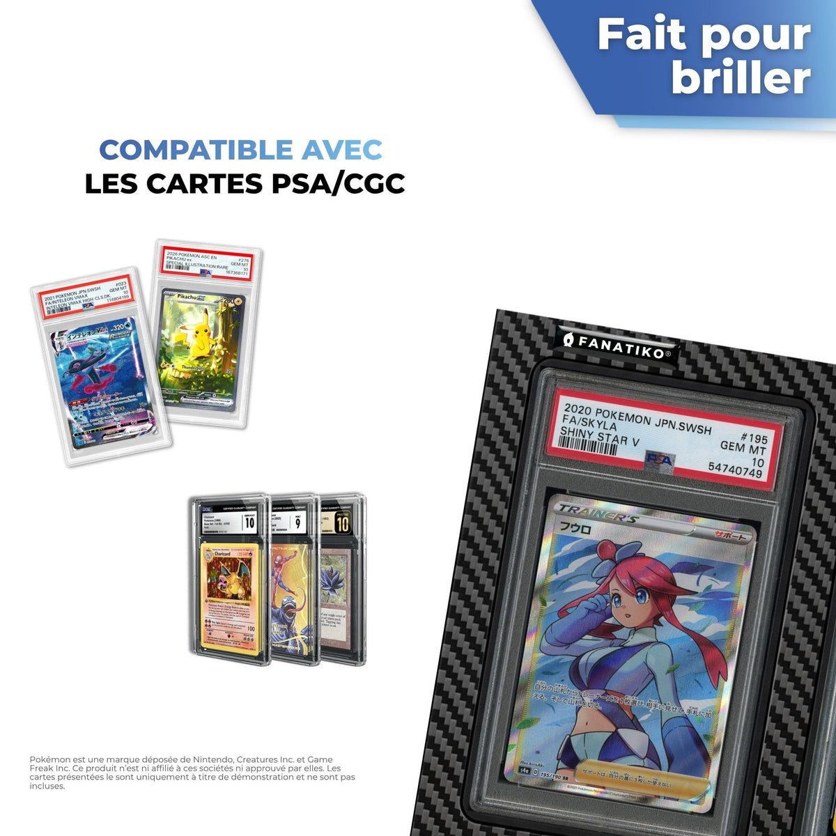 Compatible avec les slabs de cartes gradées PSA et CGC