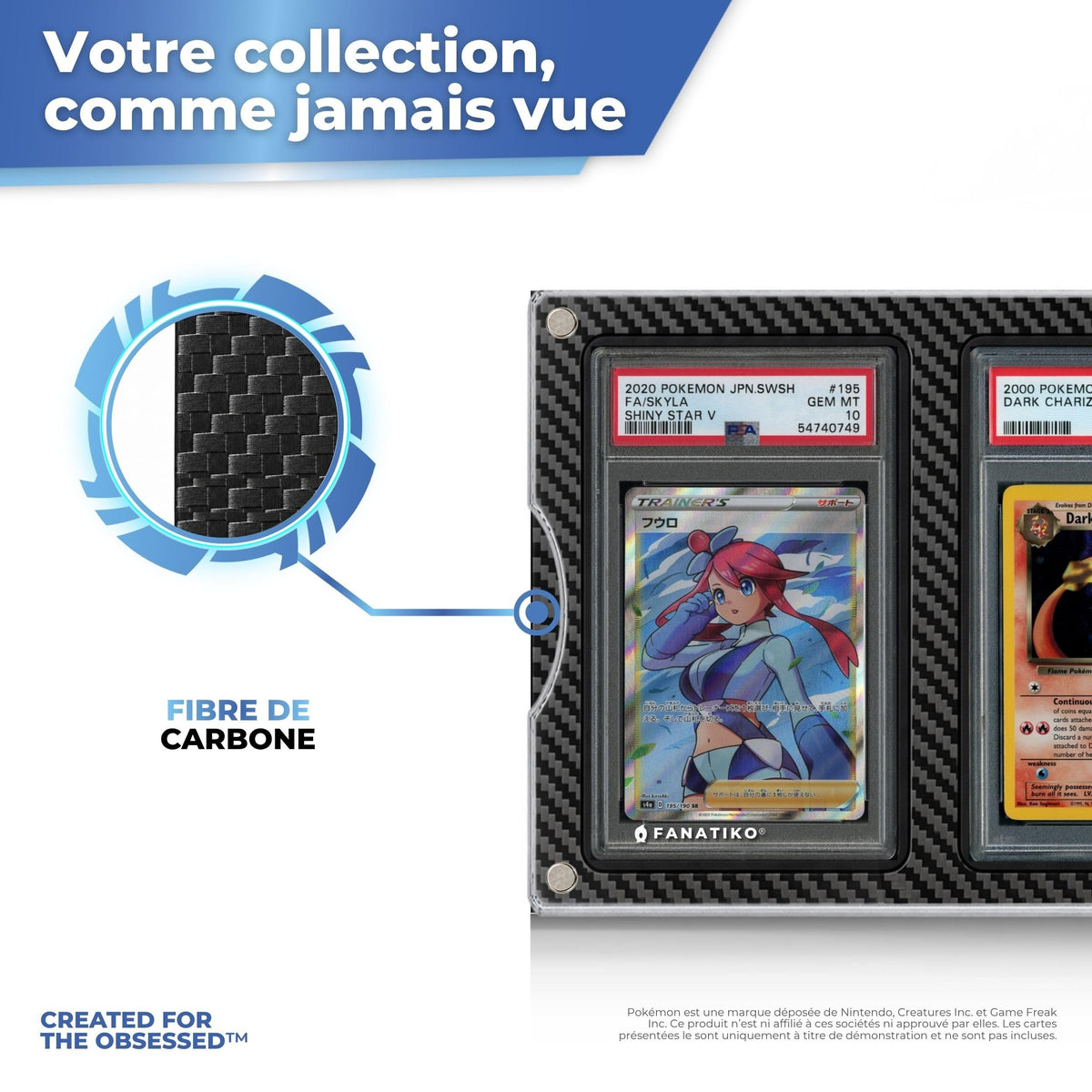 Finition fibre de carbone du présentoir Pro pour cartes gradées
