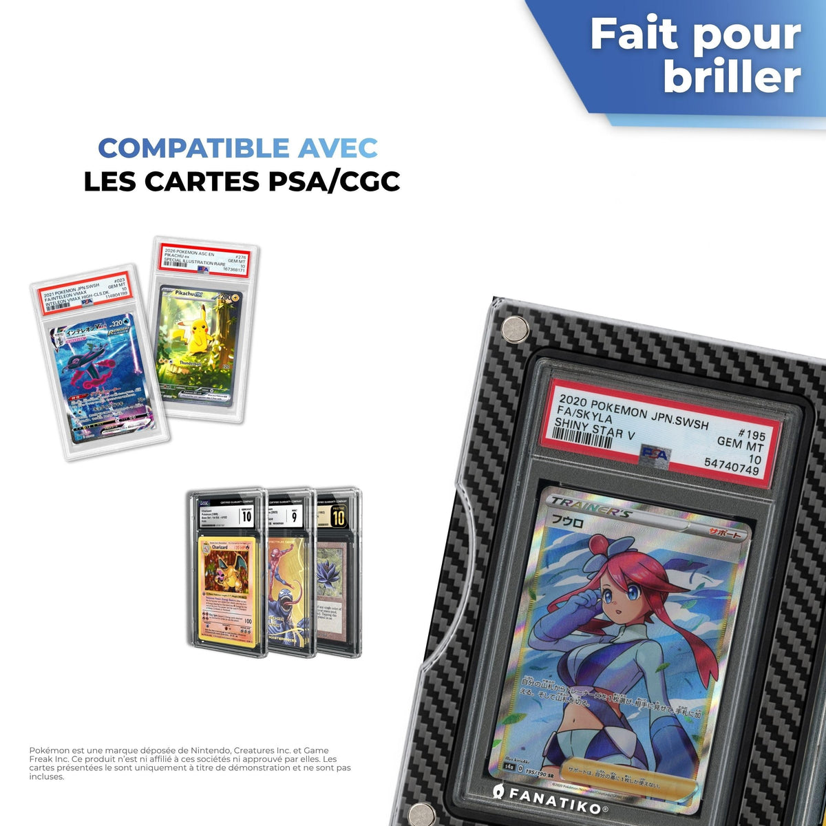 Compatible avec les slabs de cartes gradées PSA et CGC