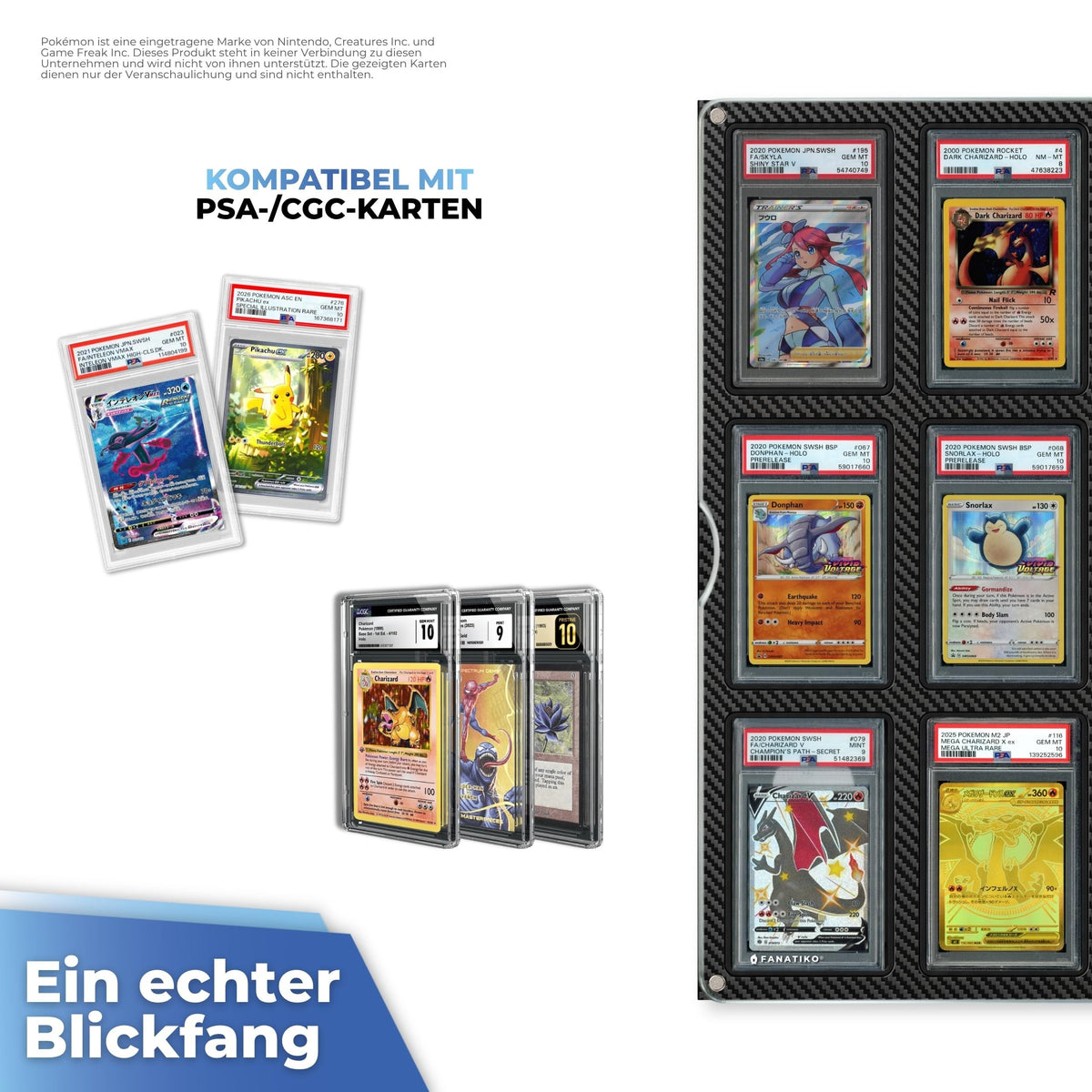 Kompatibel mit PSA und CGC Slabs