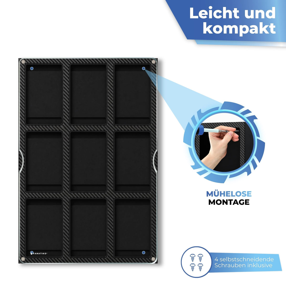 Wandmontage mit mitgelieferten Schrauben