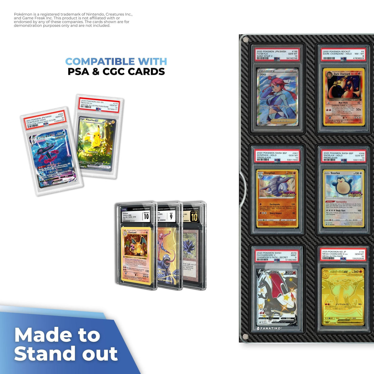Compatible with PSA and CGC graded card slabs