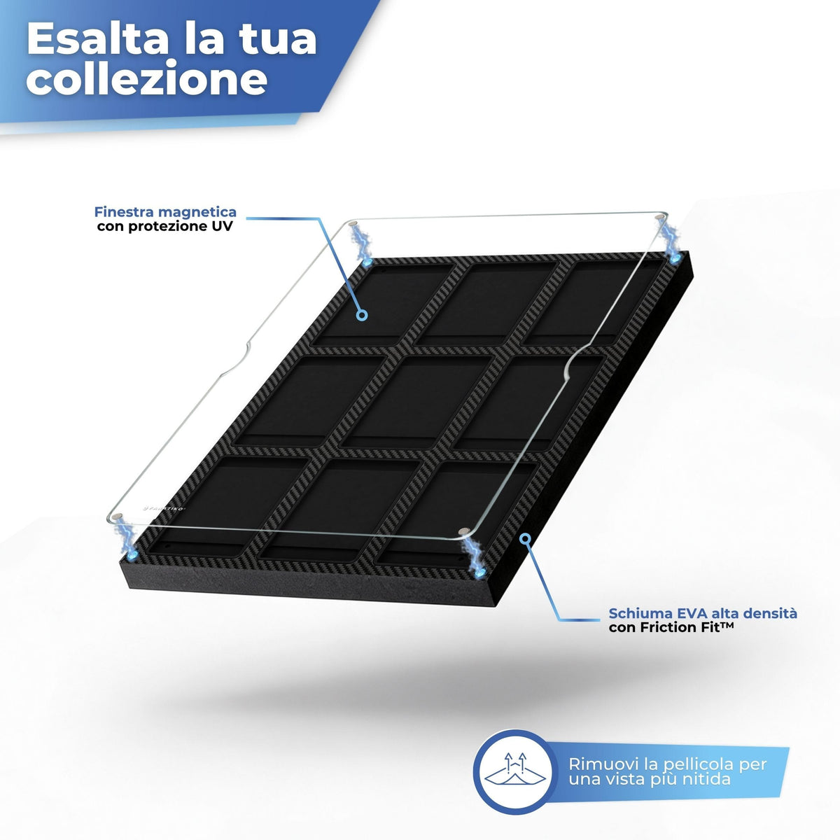 Coperchio in acrilico magnetico su schiuma EVA ad alta densità