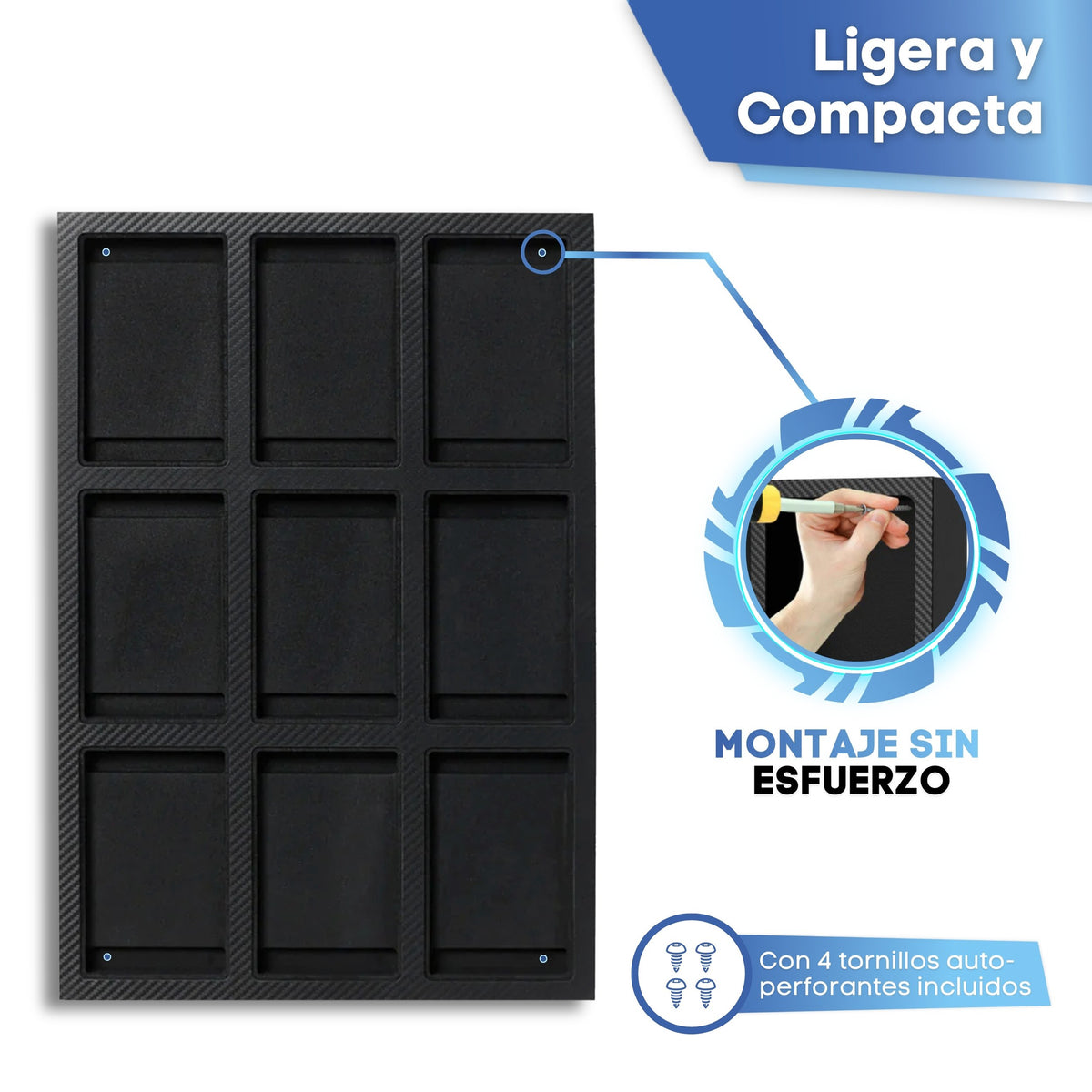 Ligero y compacto: montaje sin esfuerzo con 4 tornillos incluidos