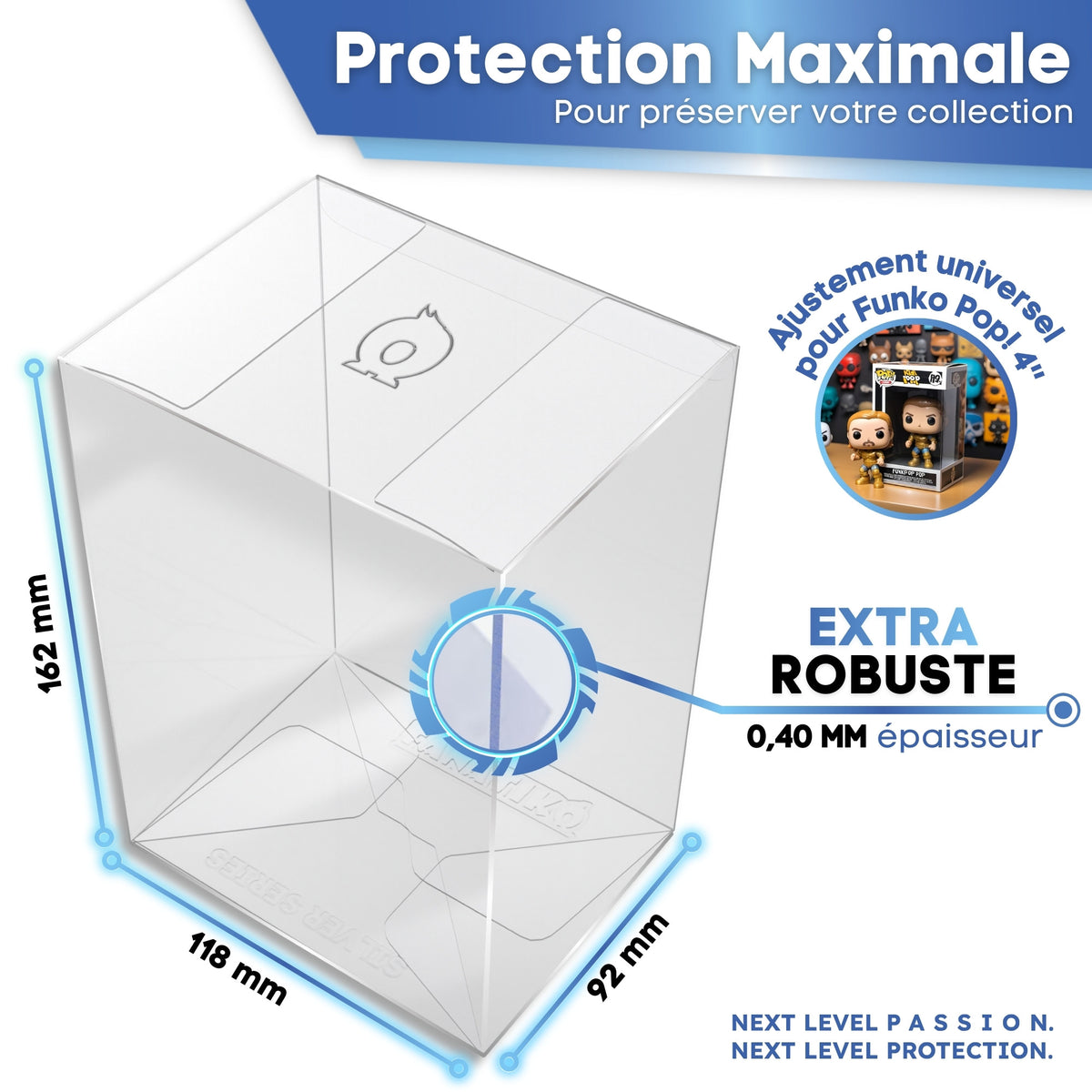 Protection Funko Pop SILVER SERIES : 162 x 118 x 92 mm, 0,40 mm d'épaisseur