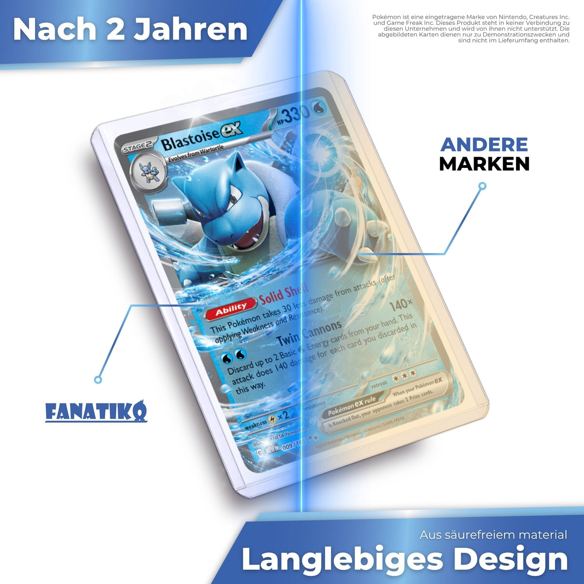 Säurefreier Fanatiko Toploader nach 2 Jahren klar im Vergleich zu einer anderen Marke